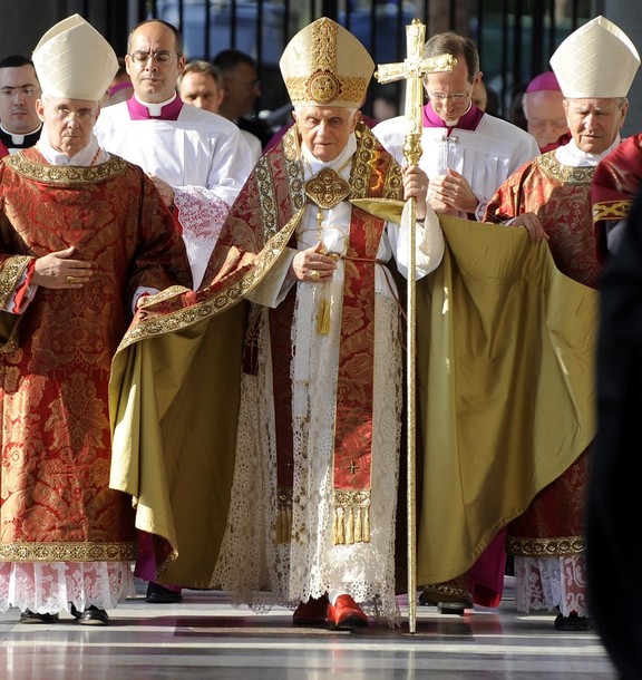 Pope Benedict XVI arrives to celebrate t